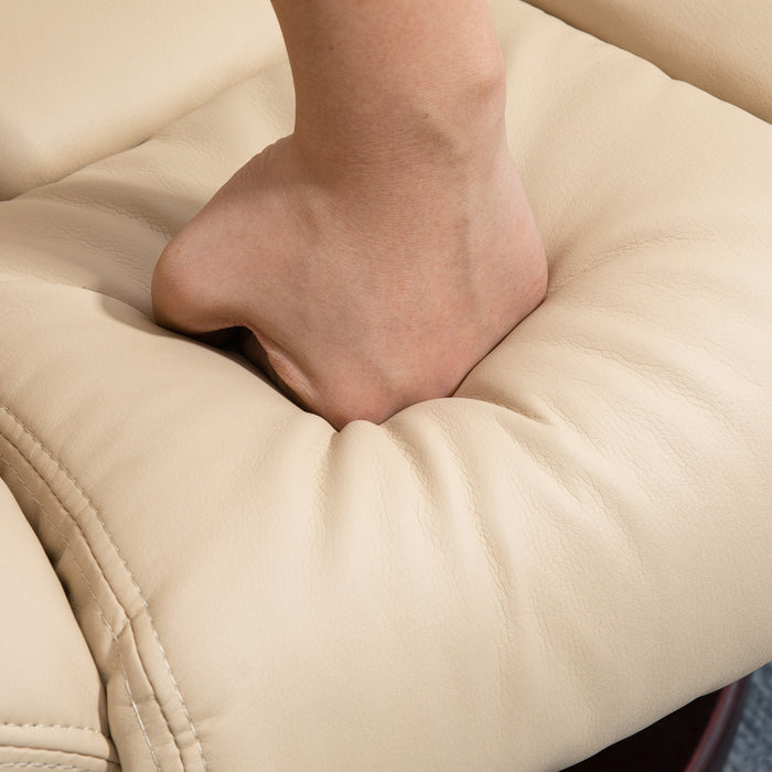 HOMCOM Faux Leather Extra-Padded Reclining Chair & Footstool Beige