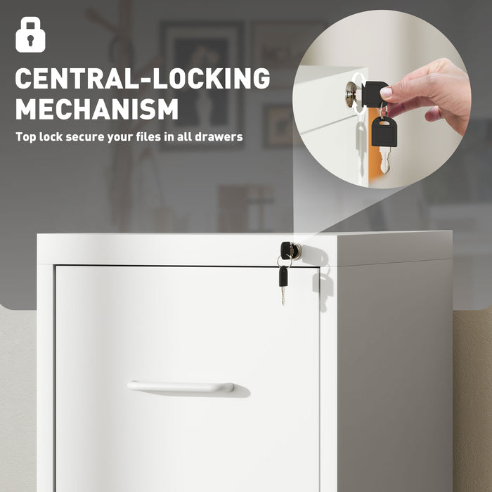 HOMCOM Four-Drawer Modern Steel Filing Cabinet - White