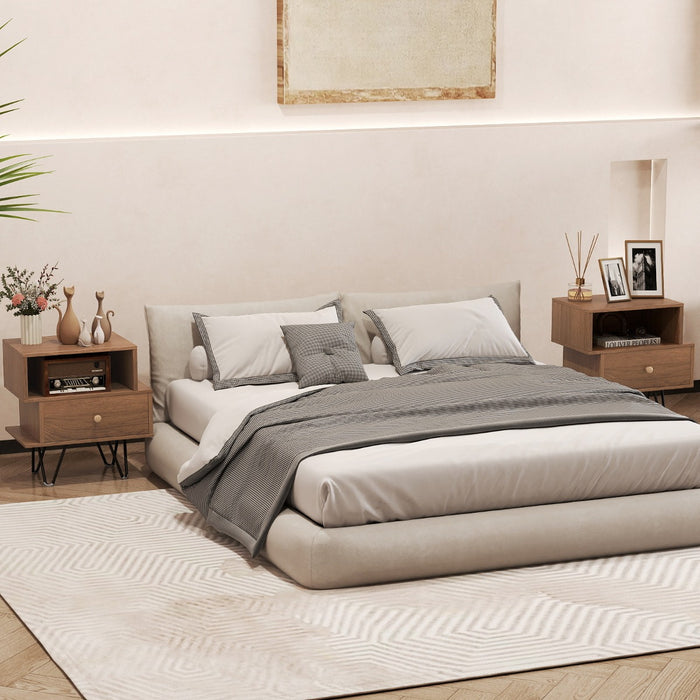 Mid Century Modern End Tables Set of 2 with Removable Drawer-