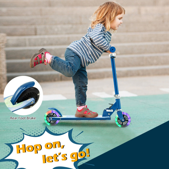 Foldable Kids Scooter with Light Up Wheels Adjustable Handlebar-