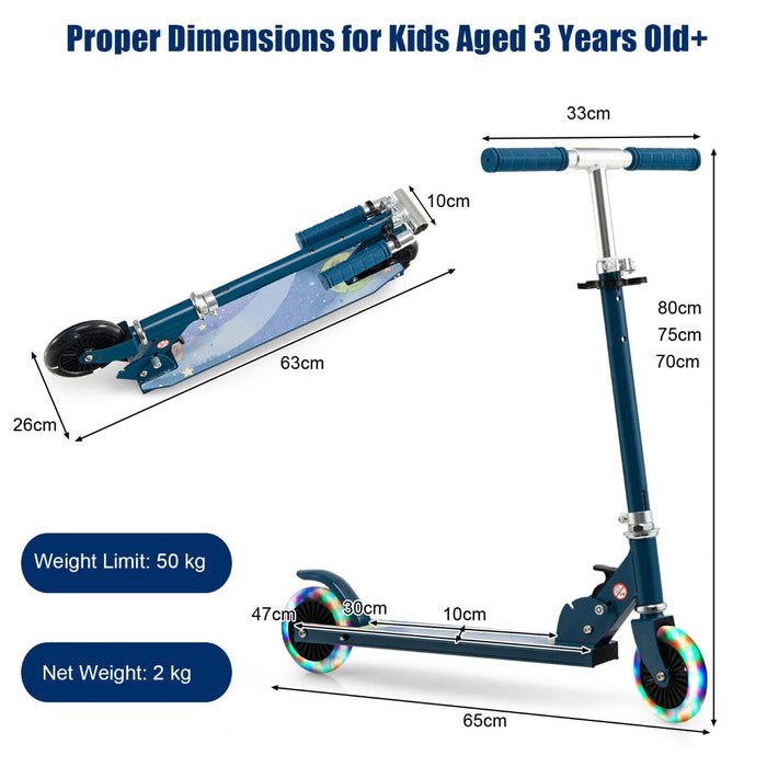 Foldable Kids Scooter with Light Up Wheels Adjustable Handlebar-