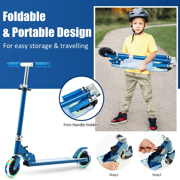 Foldable Kids Scooter with Light Up Wheels Adjustable Handlebar-