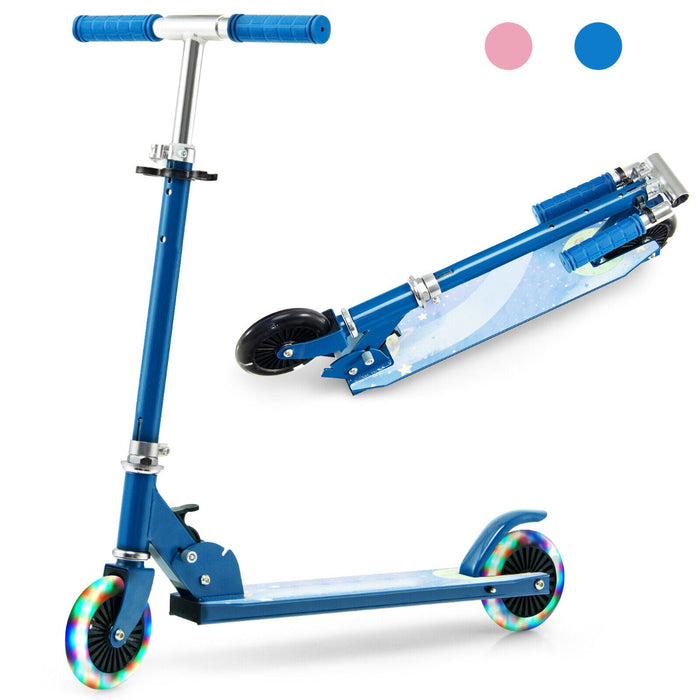 Foldable Kids Scooter with Light Up Wheels Adjustable Handlebar-