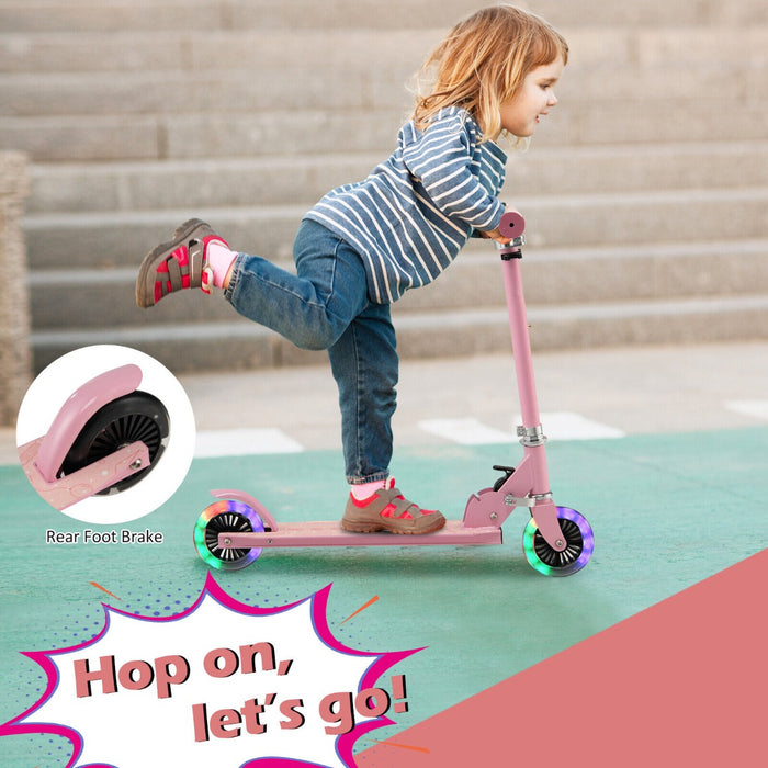 Foldable Kids Scooter with Light Up Wheels Adjustable Handlebar-