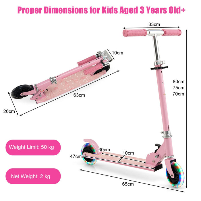 Foldable Kids Scooter with Light Up Wheels Adjustable Handlebar-