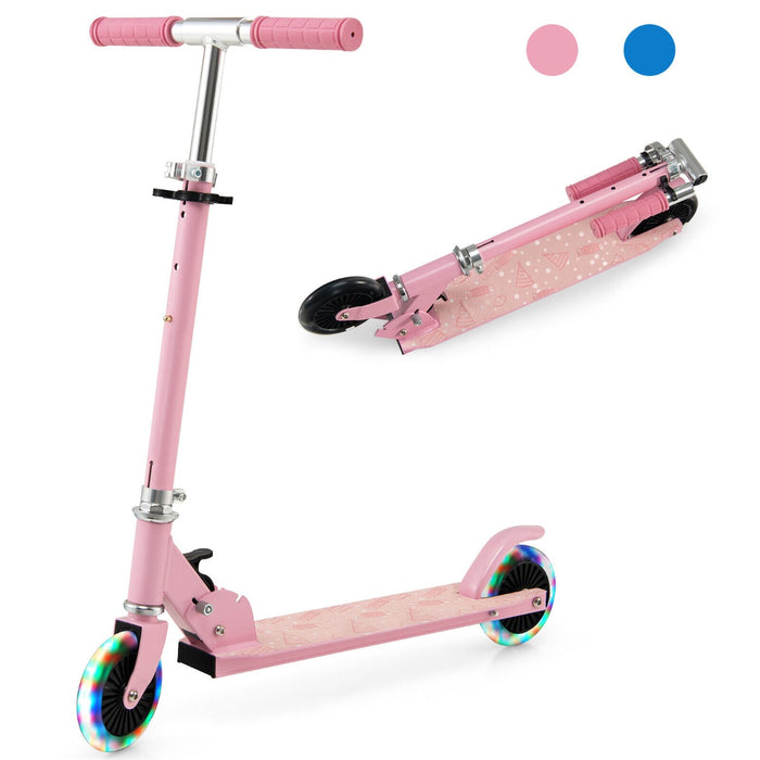 Foldable Kids Scooter with Light Up Wheels Adjustable Handlebar-