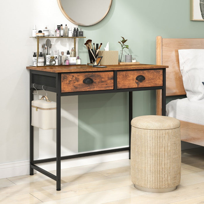 Space Saving Computer Desk with 2 Fabric Drawers-
