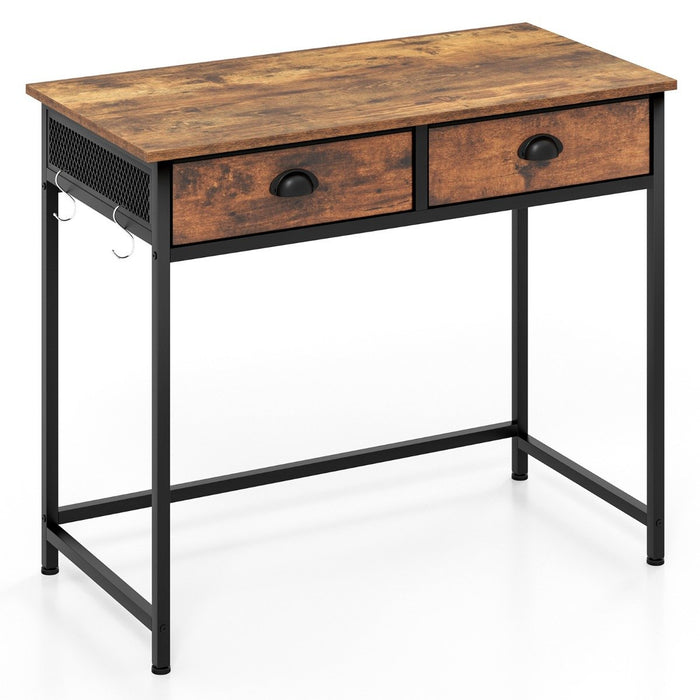 Space Saving Computer Desk with 2 Fabric Drawers-