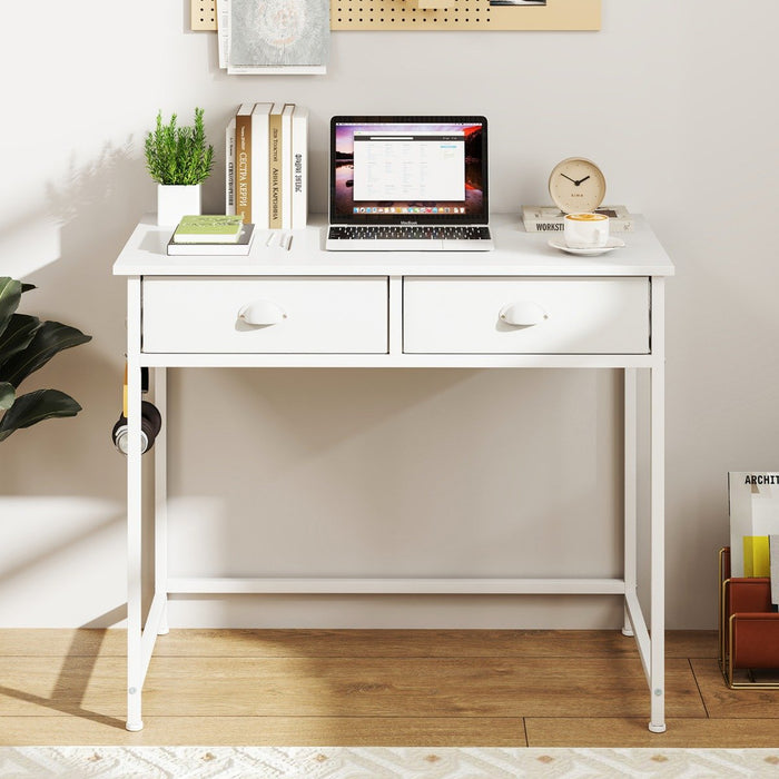 Space Saving Computer Desk with 2 Fabric Drawers-