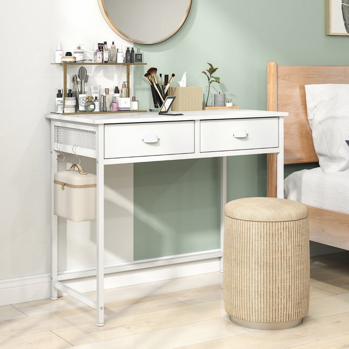 Space Saving Computer Desk with 2 Fabric Drawers-