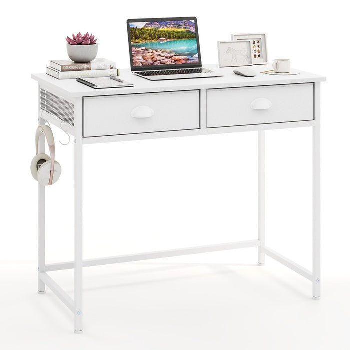 Space Saving Computer Desk with 2 Fabric Drawers-