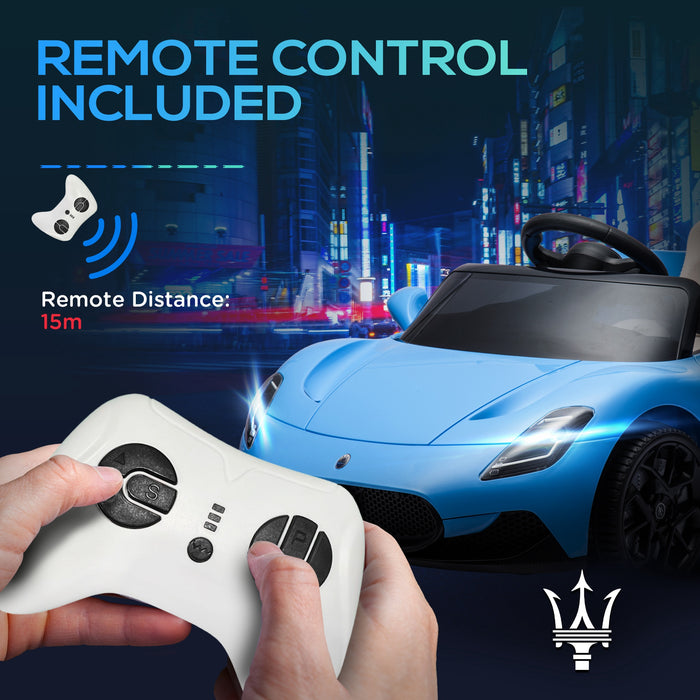 AIYAPLAY Maserati MC20 Licensed 12V Kids Electric Ride on Car with Remote Control, Spring Suspension, Blue | Aosom UK