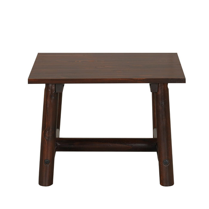 Square Side Table with Sturdy Legs and Reinforced Crossbar-