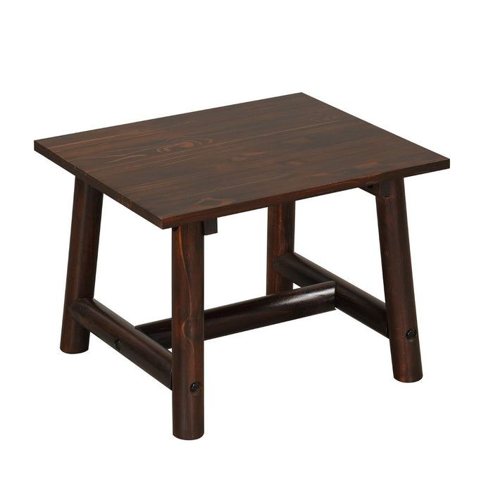 Square Side Table with Sturdy Legs and Reinforced Crossbar-