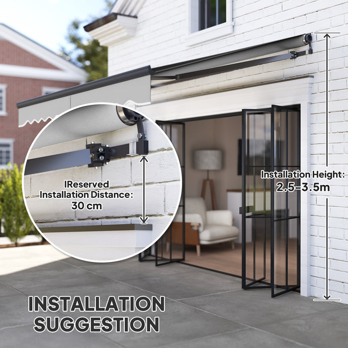 Outsunny 3 x 2.5m Electric Awning with Remote Controller, Aluminium Frame DIY Retractable Awning, UV30+ Sun Shade Canopy for Garden Patio Deck Door Window, Light Grey