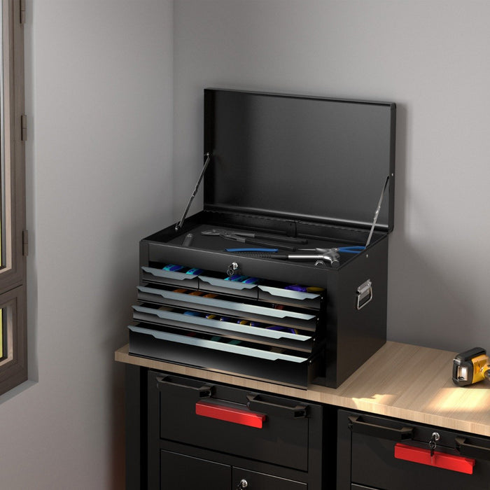 Steel Tool Box Chest Case with 6 Drawers Top Storage Automatic Lock-