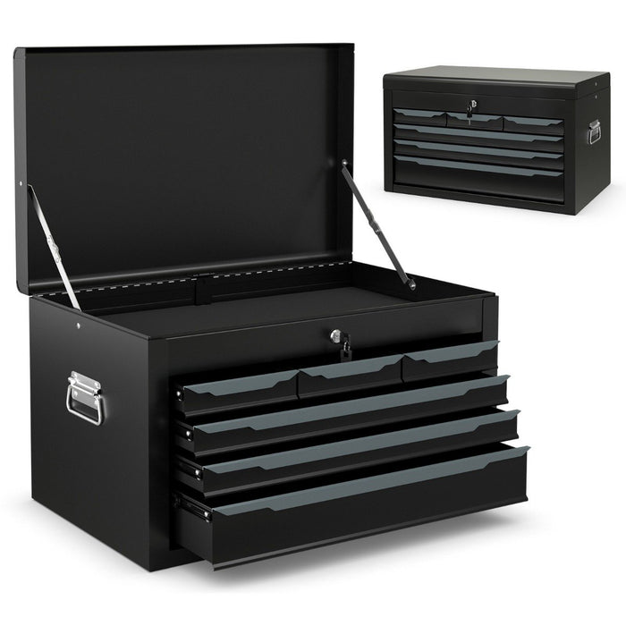 Steel Tool Box Chest Case with 6 Drawers Top Storage Automatic Lock-