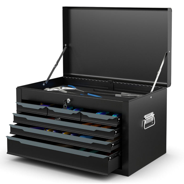Steel Tool Box Chest Case with 6 Drawers Top Storage Automatic Lock-