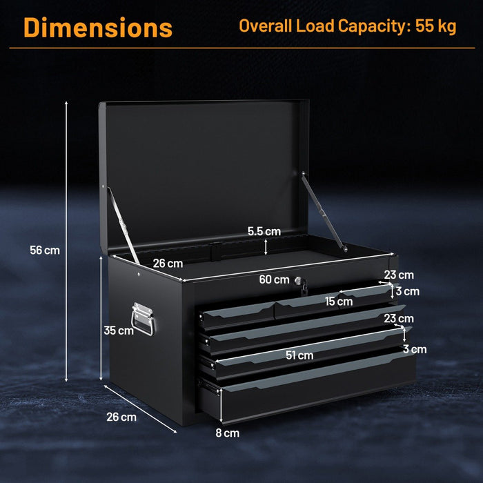 Steel Tool Box Chest Case with 6 Drawers Top Storage Automatic Lock-