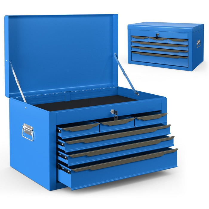 Steel Tool Box Chest Case with 6 Drawers Top Storage Automatic Lock-