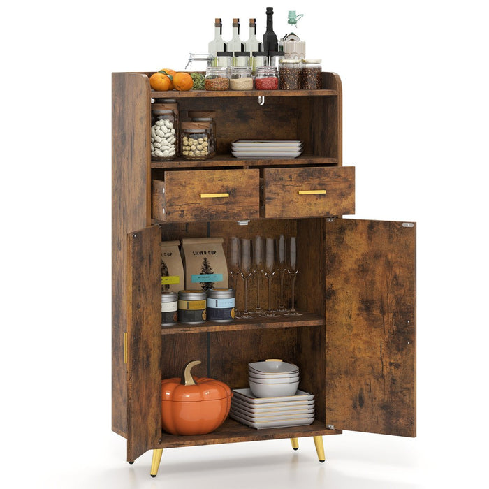 Storage Cabinet with 2 Drawers and 2 Doors-Black