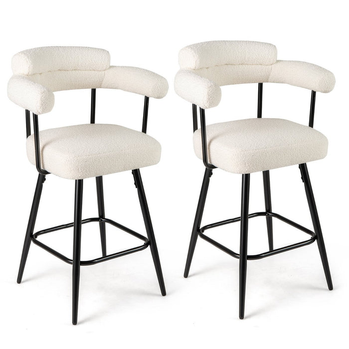 Swivel Bar Stool Set of 2 Counter Height Chairs with Curved Back-