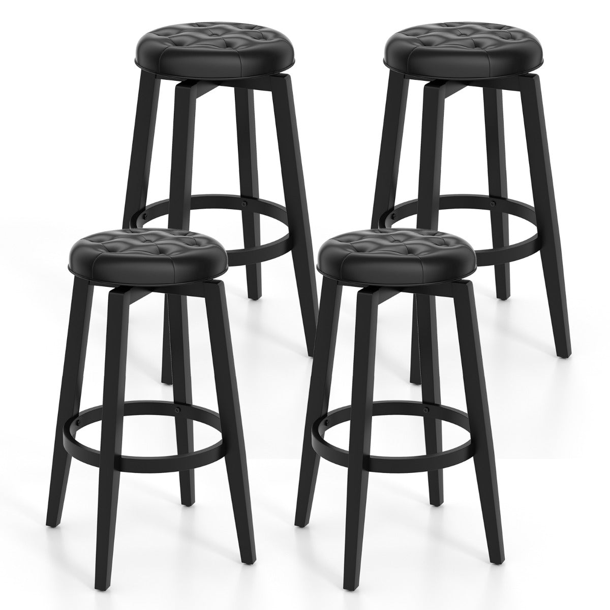 Swivel Bar Stool Set of 4 with Footrest Retro-