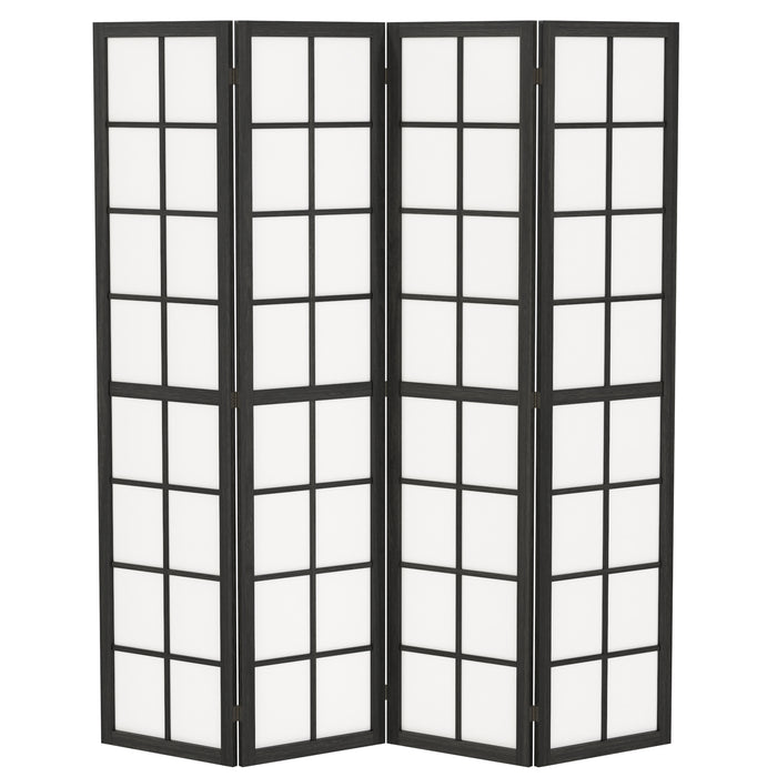 HOMCOM 4 Panel Folding Room Divider, Freestanding Room Separator, Indoor Privacy Screen for Living Room, Bedroom, Black