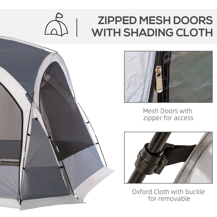 Outsunny Dome Tent for 6-8 Person, Camping Tent with 4 Zipped Mesh Doors, Removable Oxford Cloth, Lamp Hook, Portable Carry Bag, White and Grey