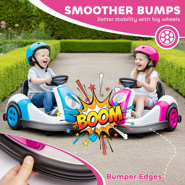 AIYAPLAY Kids Bumper Car with 360-Degree Rotation, 6V Electric Ride On Car with Music and Horn for 3-8 Years Old, Pink
