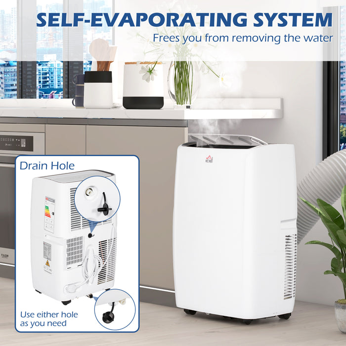 Portable 14,000 BTU Air Conditioner - Cools & Dehumidifies up to 40m², Sleep Mode, 24-Hour Timer - Easy Mobility with Wheels for Home & Office Use