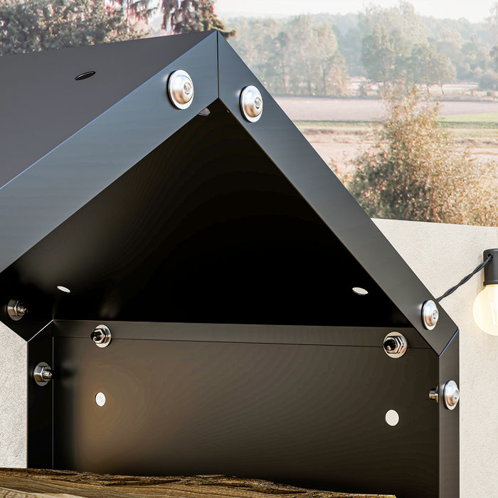 Outsunny Fireplace Log Rack, Steel Firewood Log Holder, 3 Hexagon Boxes, Indoor Outdoor Wood Storage Shelf, 113 x 37 x 113cm, Black | Aosom UK