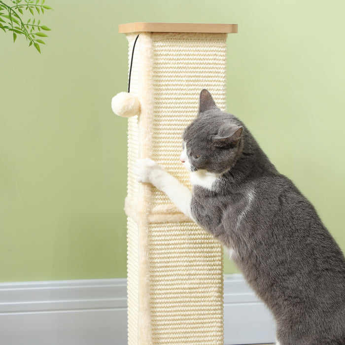 PawHut 3 in 1 Cat Scratching Post, 67cm Cat Scratcher w/ Track Ball Toy, Oak | Aosom UK