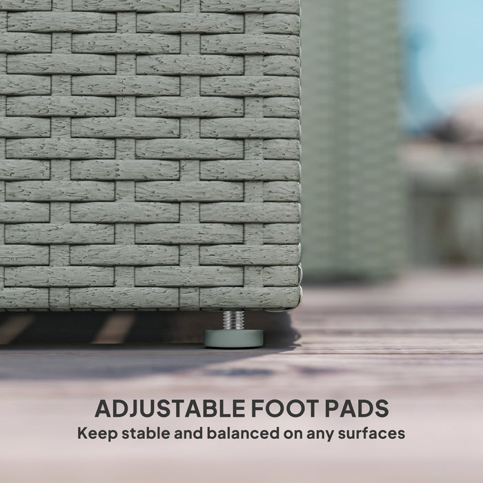 Outsunny 4 Piece Rattan Garden Furniture Set, 4 Seater Wicker Outdoor Sofa Set with 2 Armchairs, Loveseat, Acacia Wood Top Coffee Table, Cushions, Patio Conservatory Set for Balcony, Light Grey