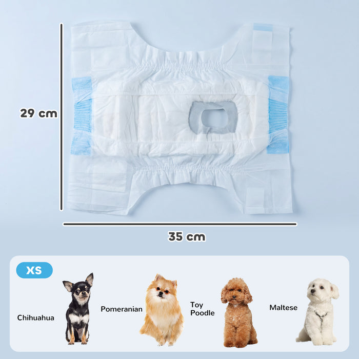 PawHut Disposable Dog Diapers Female Incontinence or Excitable Urination and Training 48 Count, XS, 15-33 cm