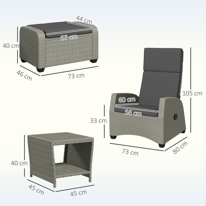 Outsunny 5-Piece Rattan Garden Furniture Set with Cushions - Charcoal Grey