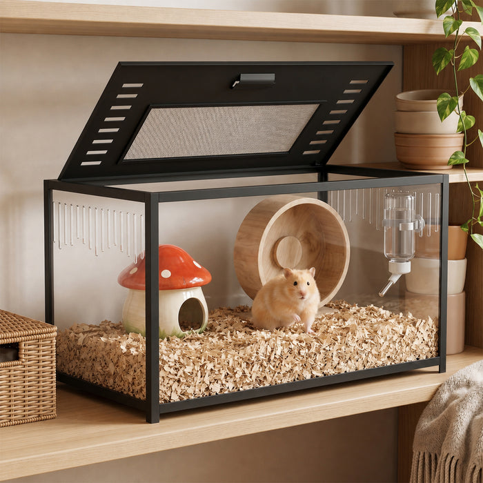 PawHut Hamster Cage, Chewproof Metal Rat Cage with Deep Base, Openable Top for Syrian Dwarf Hamster, Gerbil, 80 x 45 x 50.5 cm