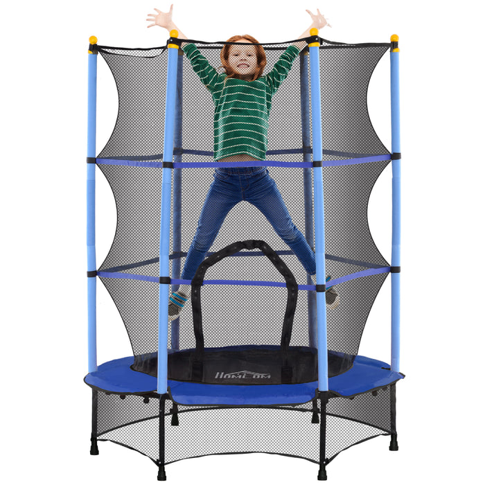 HOMCOM 4.6FT/75" Kids Trampoline, Indoor Outdoor Toddler Trampoline, with Safety Enclosure, Springless design - Blue