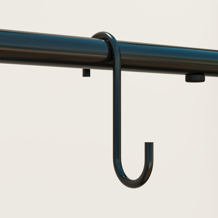 Outsunny 3 Tier Plant Stand with Hanging Rod and Hooks, Metal Plant Rack Shelf, Ladder Flower Pot for Indoor Outdoor Porch Balcony Living Room Bedroom, Black