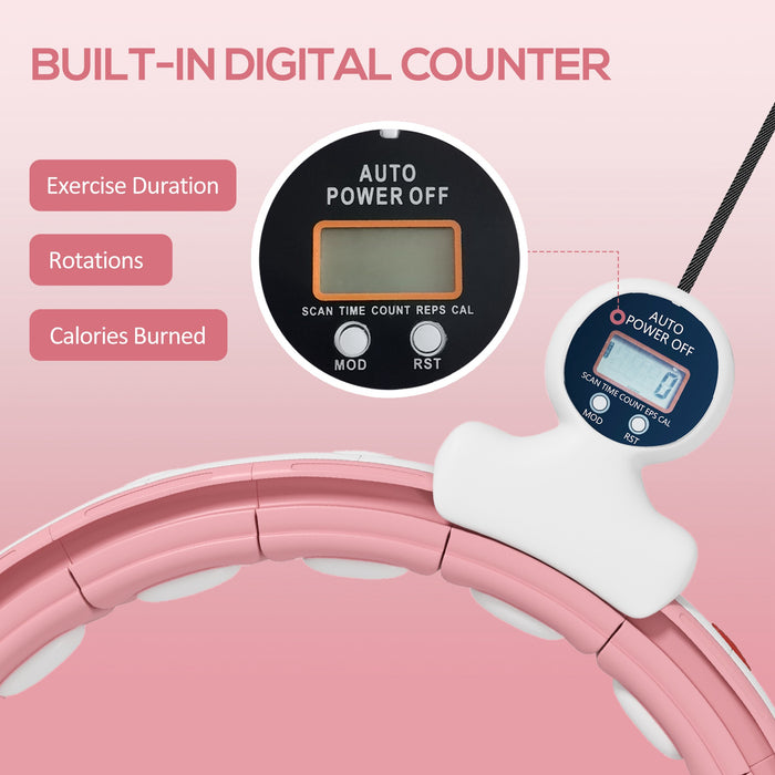 Smart Weighted Hula Hoop with Massage Nodes - 16 Detachable Sections & 360° Rotation Ball - Digital Counter for Fitness Enthusiasts
