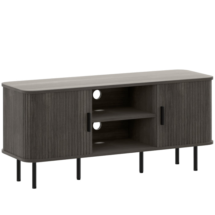 HOMCOM TV Stand Cabinet for TVs up to 55 Inches, TV Unit with Storage Shelves and Cupboard for Living Room, Grey