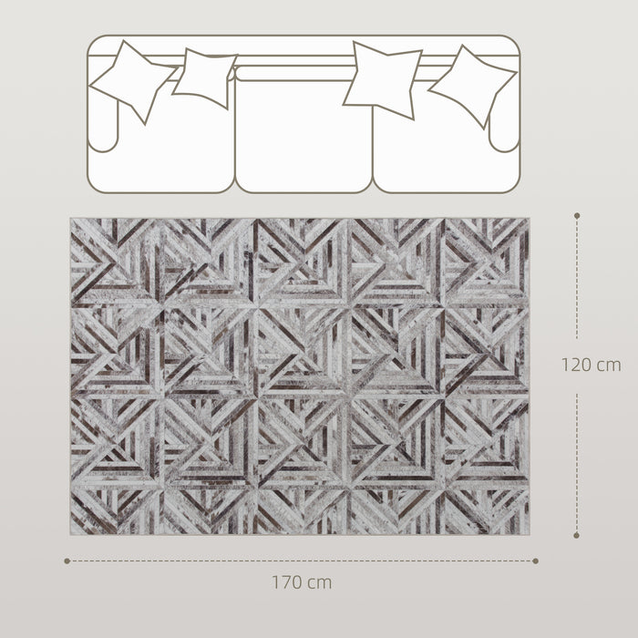 HOMCOM Modern Area Rug, Triangle Pattern Non-Slip Washable Rug, Chenille Floor Carpet for Living Room, Bedroom, Dining Room, Home Office, 170 x 120 cm, Brown