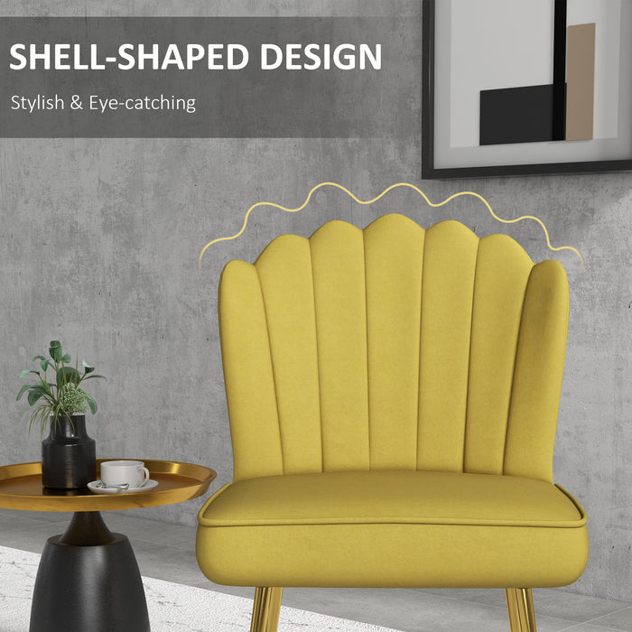 HOMCOM Velvet-Feel Shell Accent Chair - Yellow | Aosom UK