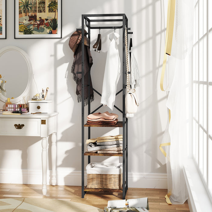 HOMCOM Multi-Storage Clothes Rack - Brown/Black