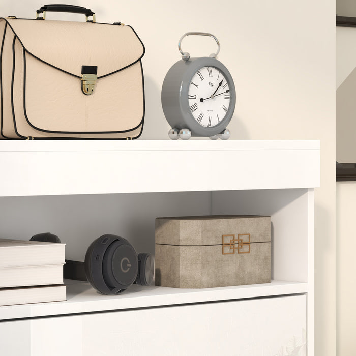 Shoe Storage Organizer for 16 Pairs - Modern White Cabinet with Flip Doors - Ideal for Entryway Clutter Control