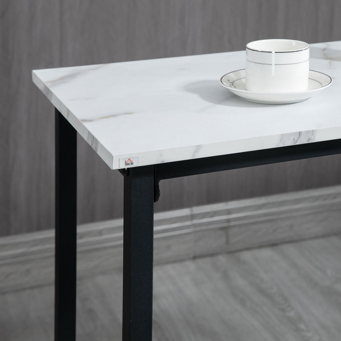 HOMCOM 3 Piece Bar Table and Stool Set for 2 with Stools Steel Frame Footrest for Kitchen Living Room Small Space White