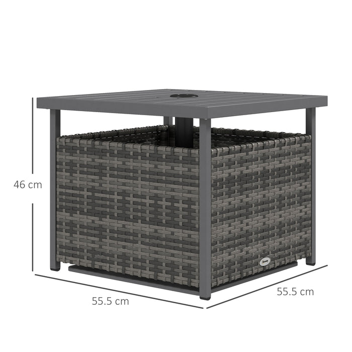 Outsunny Outdoor Rattan Wicker Coffee Table w/ Umbrella Hole Suitable for Garden Garden