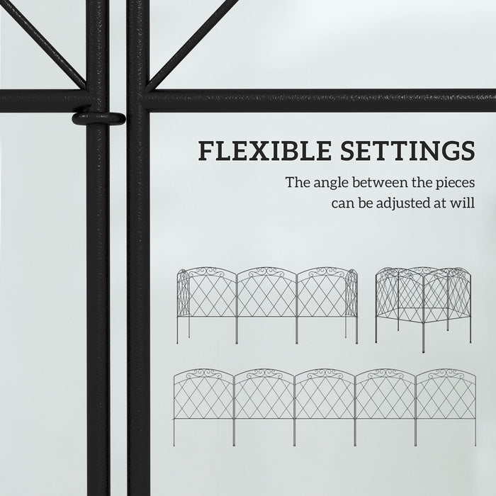 Outsunny 3m Decorative Metal Garden Fence - Diamond and Swirl Pattern