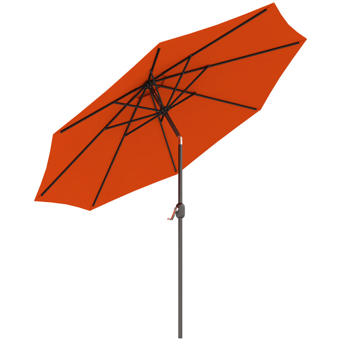 Outsunny 3(m) Garden Parasol Umbrellas, Outdoor Sun Shade with 8 Ribs, Tilt and Crank Handle for Balcony, Bench, Garden, Orange
