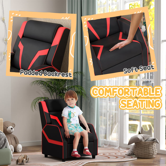 Kids 2-in-1 Recliner Chair with Backrest and Footrest - Premium PU Leather, Convenient Armrests - Perfect for Children Aged 3 to 9, Sleek Black Design